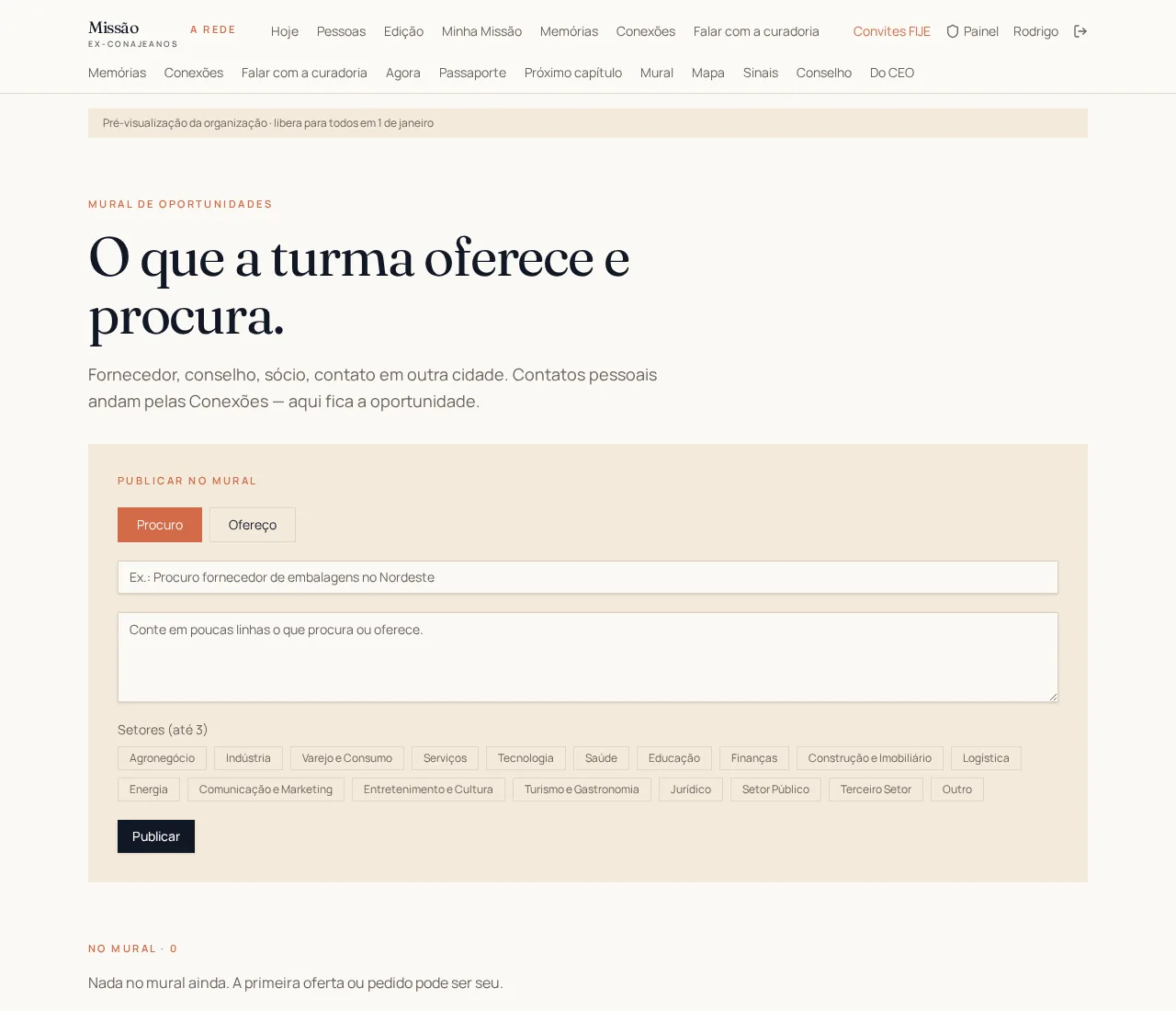 O Mural: o que a turma oferece e procura